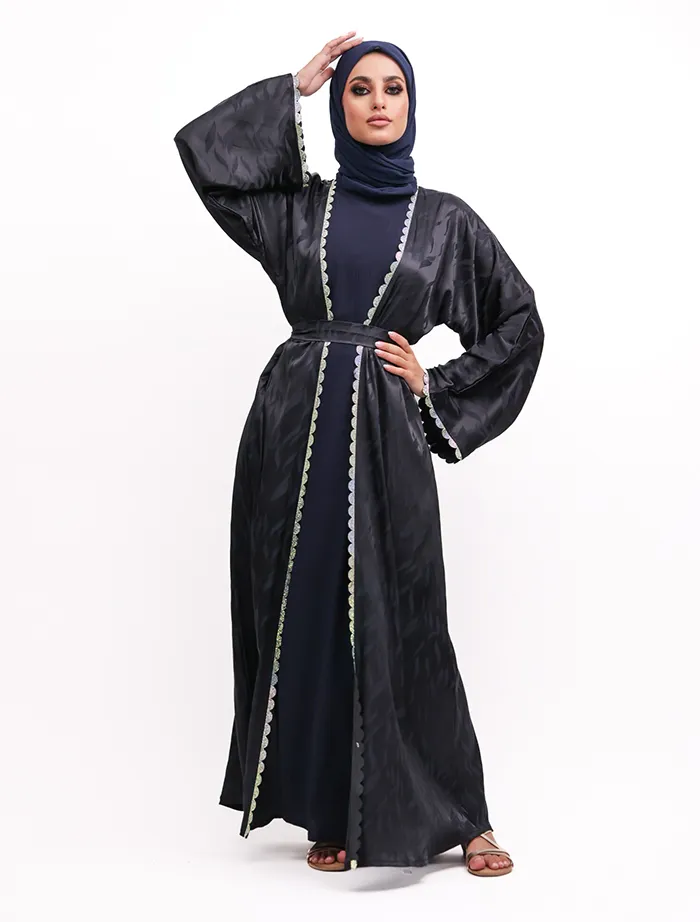 Navy Makeba Jacquard Abaya