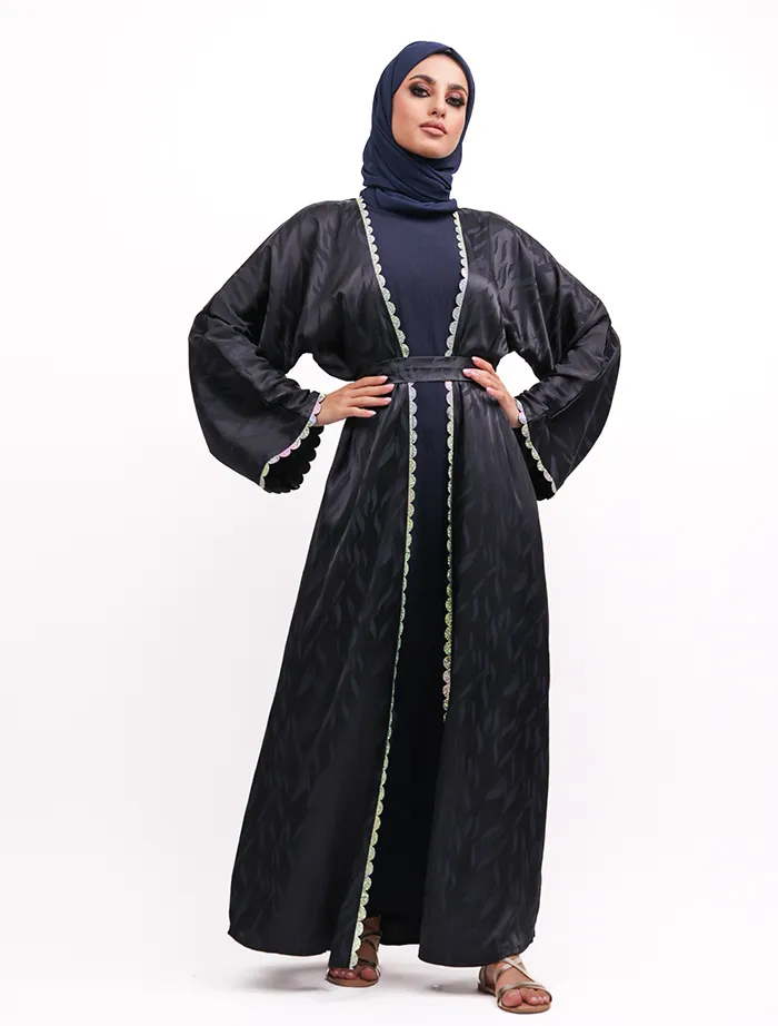 Navy Makeba Jacquard Abaya