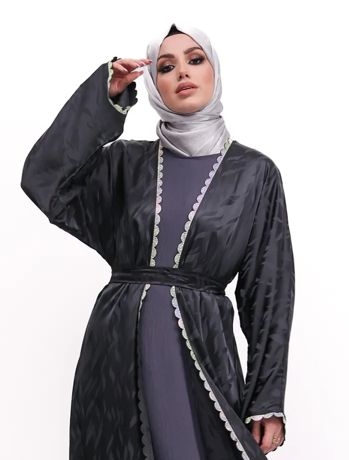 Grey Makeba Jacquard Abaya