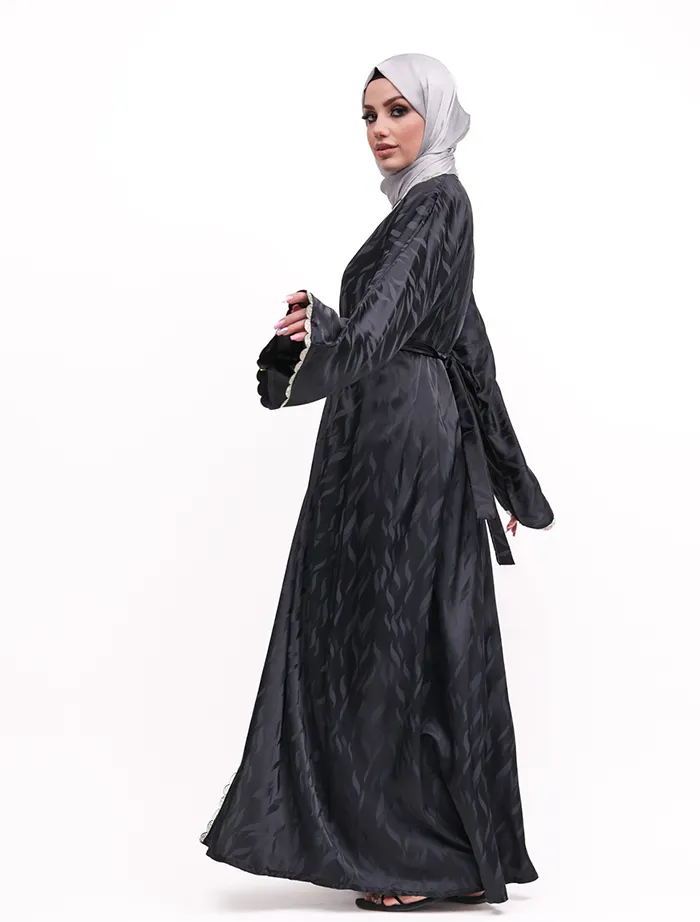 Grey Makeba Jacquard Abaya