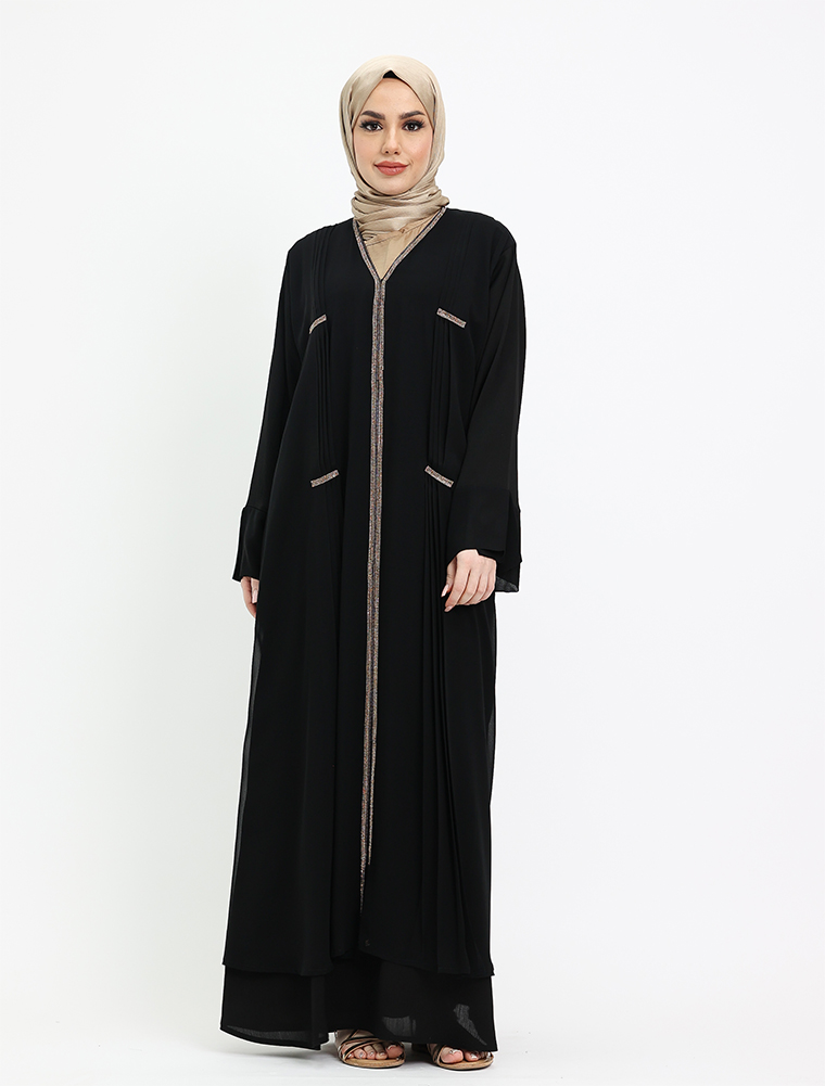 Black Nur Chiffon Abaya