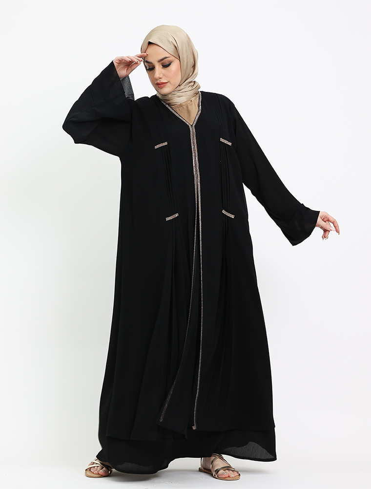Black Nur Chiffon Abaya