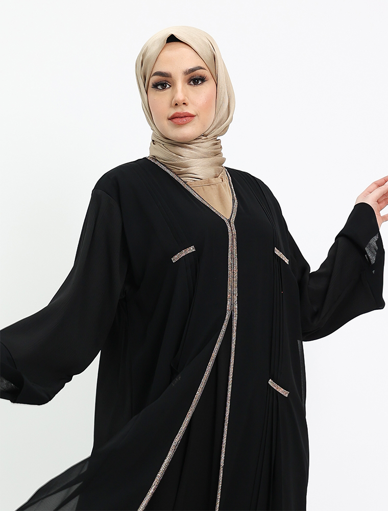 Black Nur Chiffon Abaya