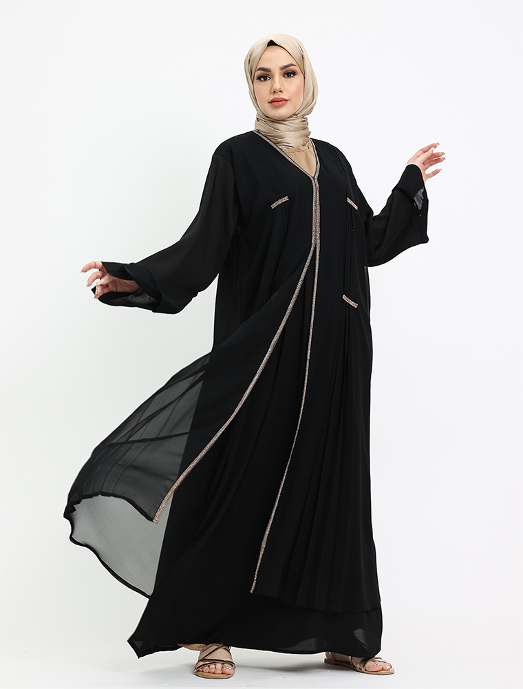 Black Nur Chiffon Abaya