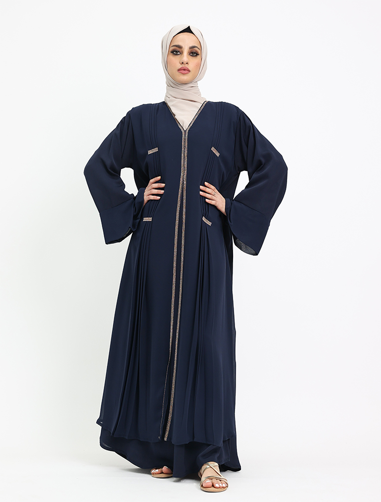 Navy Nur Chiffon Abaya