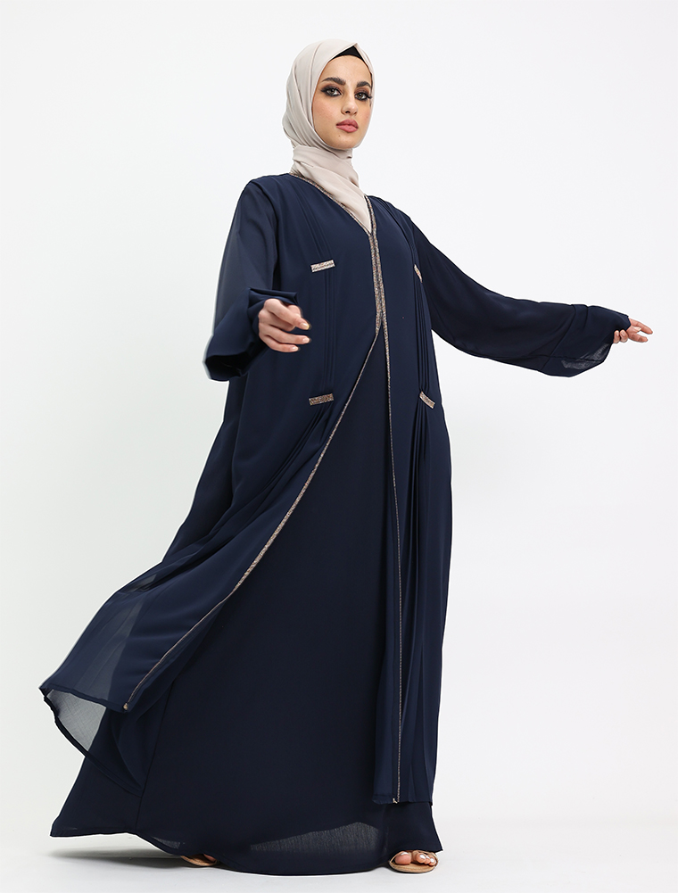 Navy Nur Chiffon Abaya