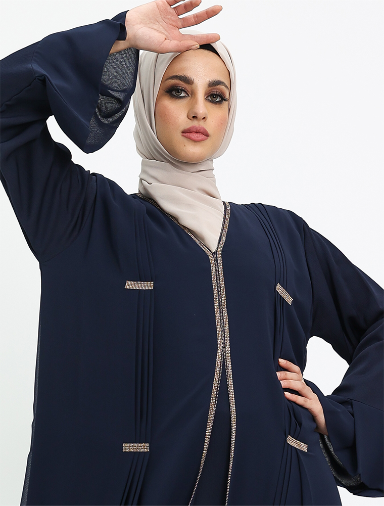 Navy Nur Chiffon Abaya