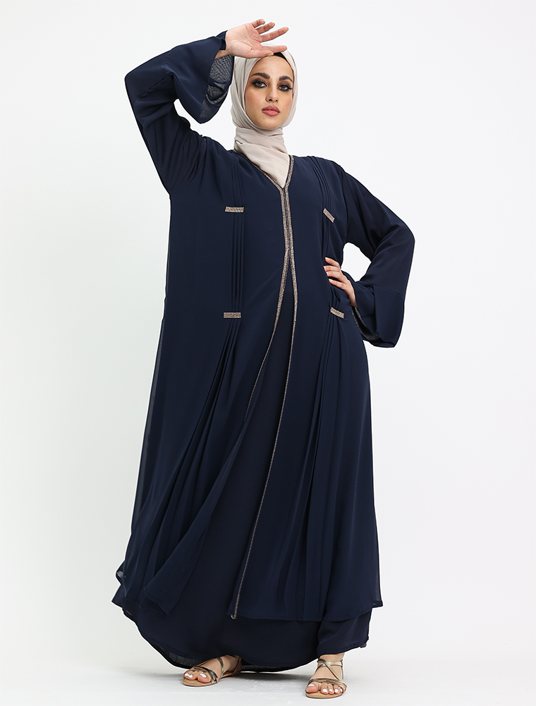 Navy Nur Chiffon Abaya