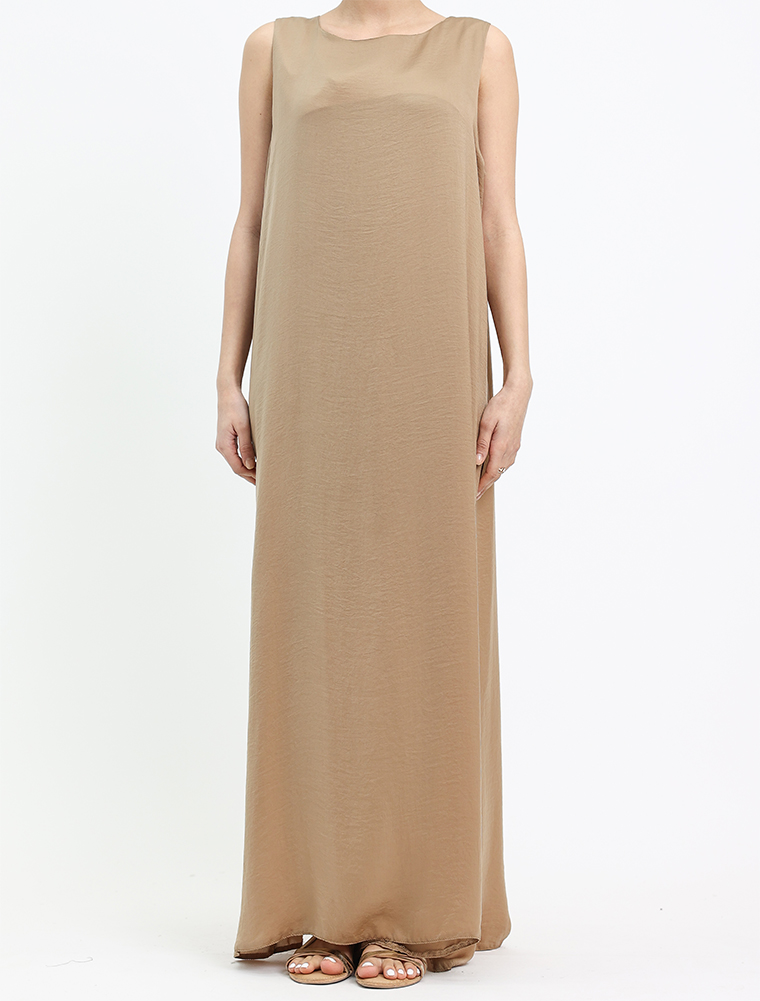 slim fit dress slacks Metallic Gold Slip Maxi Dress – IRHAZ main image 0