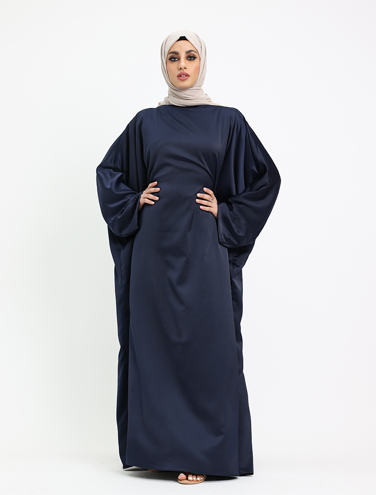 Navy Plain Satin Batwing 
