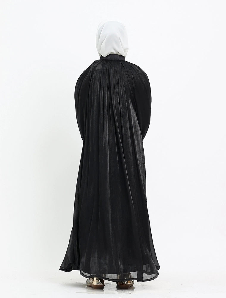 Girls Black Organza Umbrella Abaya