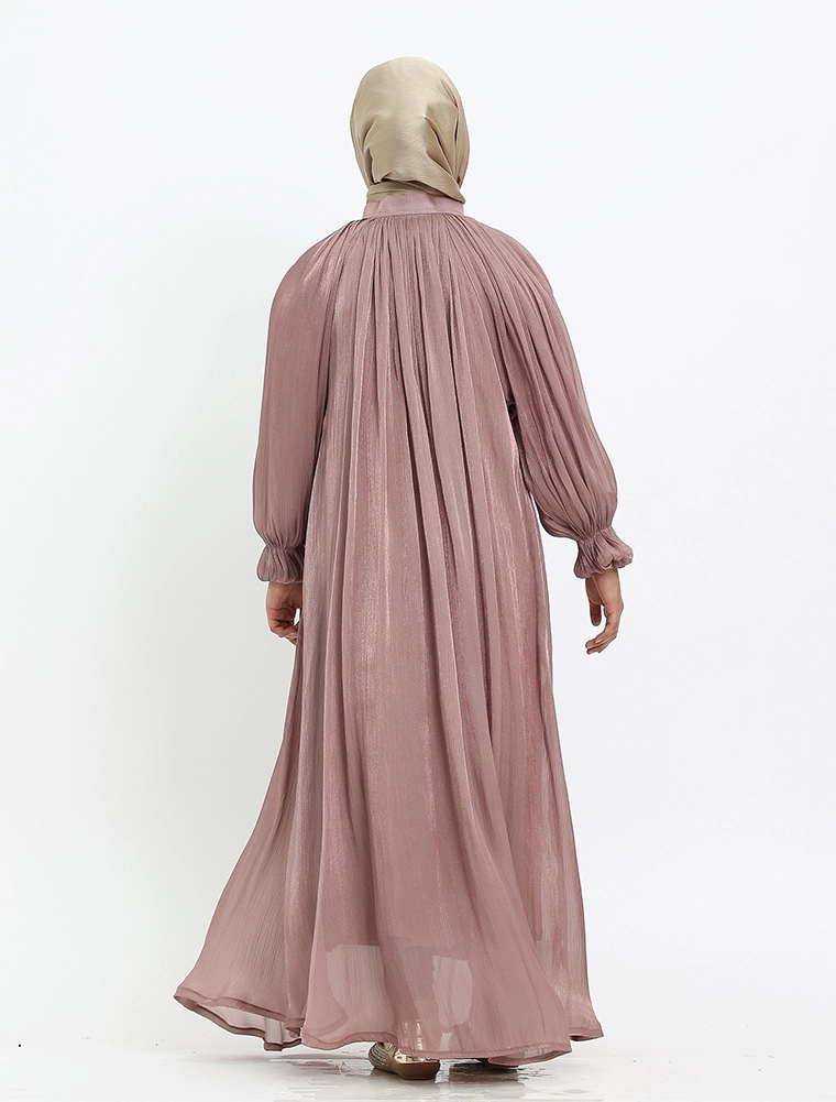Girls Pink Organza Umbrella Abaya