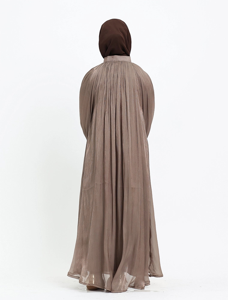 Girls Mocha Organza Umbrella Abaya