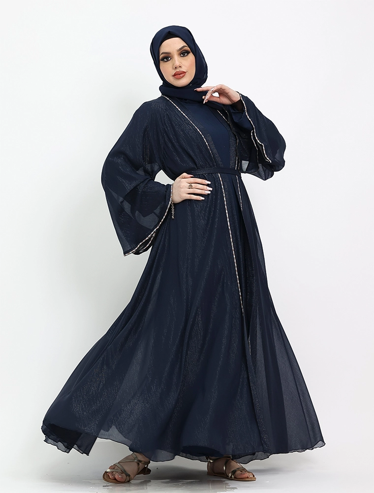 Navy 2 Piece Makeba Organza Abaya