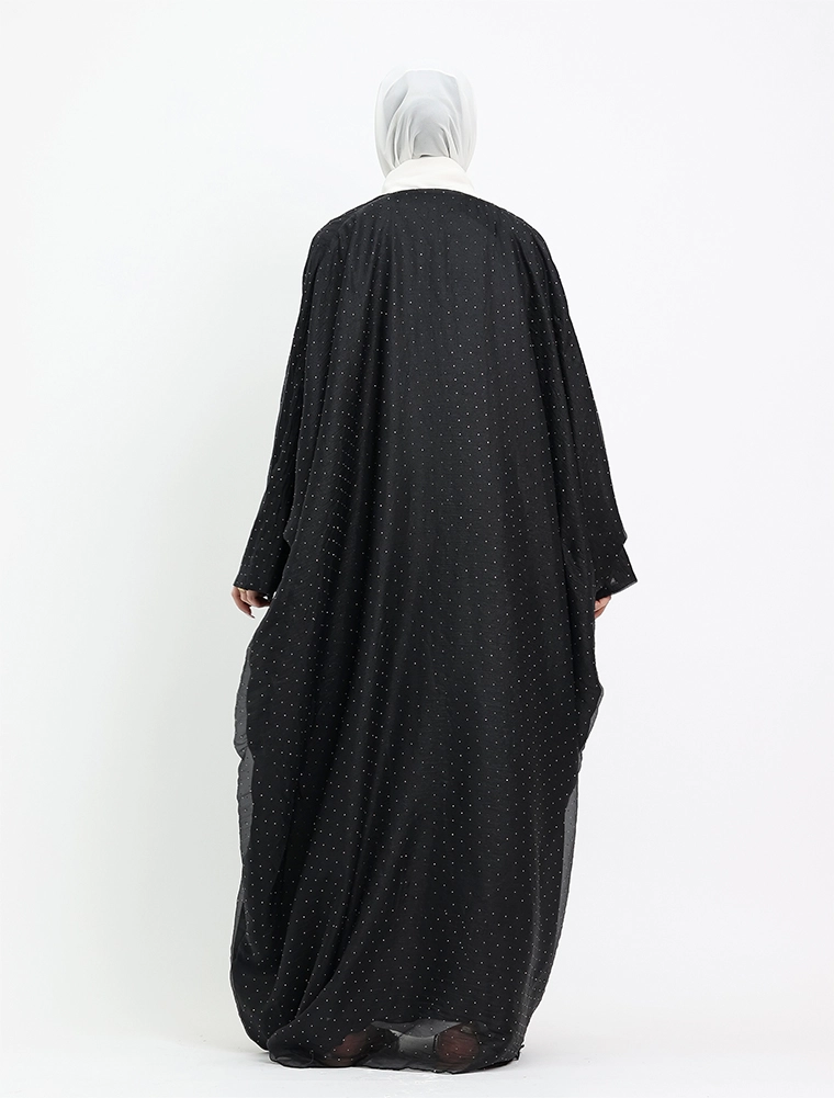 Black Open Organza Batwing 