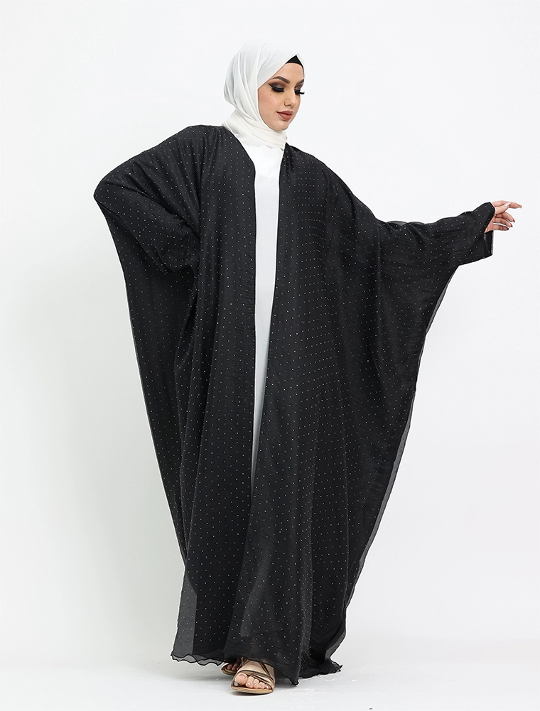 Black Open Organza Batwing 