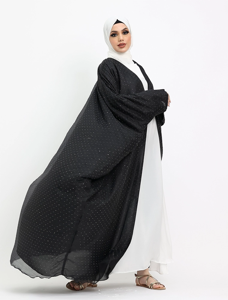 Black Open Organza Batwing 