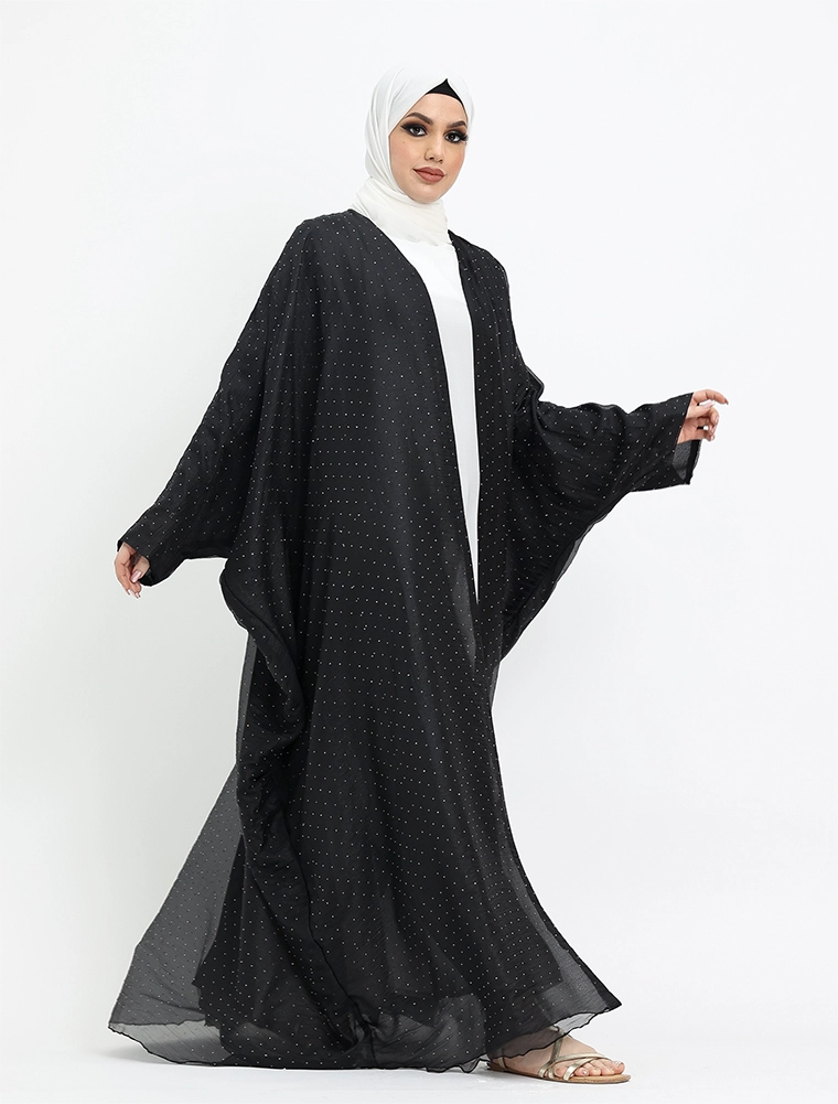 Black Open Organza Batwing 