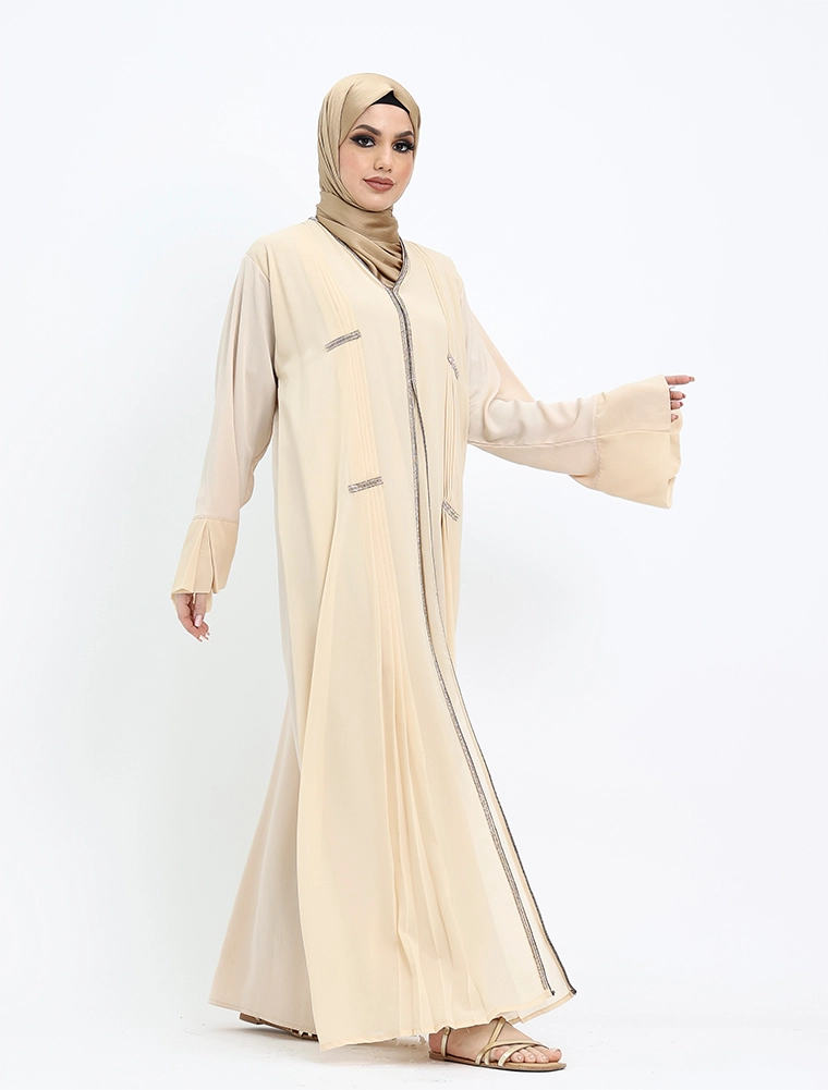 Cream Nur Chiffon Abaya