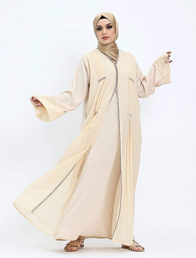 Cream Nur Chiffon Abaya