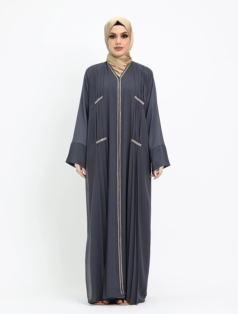 Grey Nur Chiffon Abaya