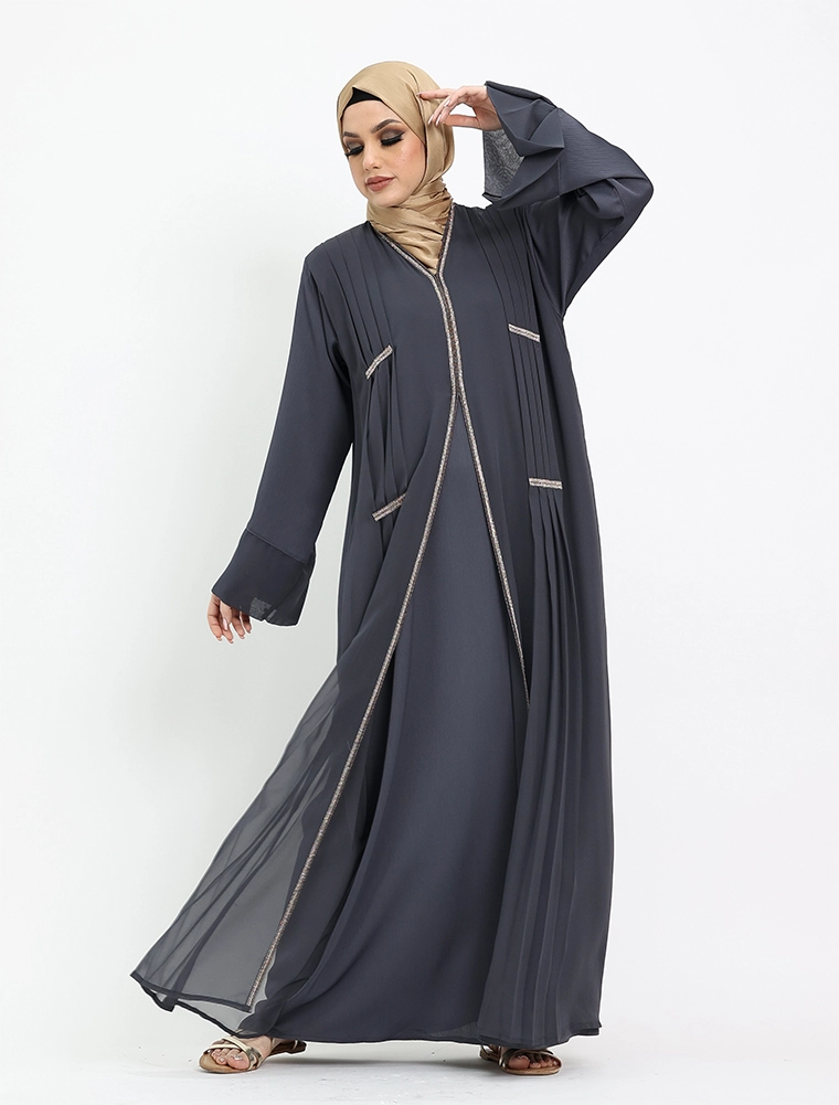 Grey Nur Chiffon Abaya