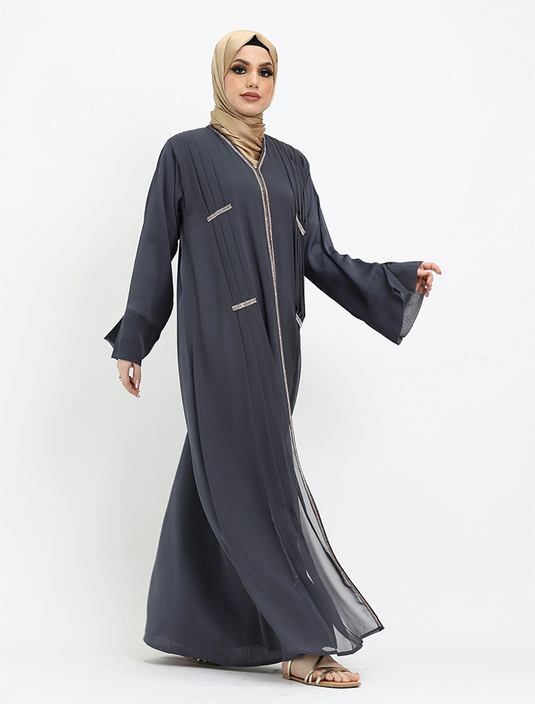 Grey Nur Chiffon Abaya
