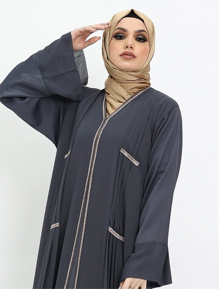 Grey Nur Chiffon Abaya