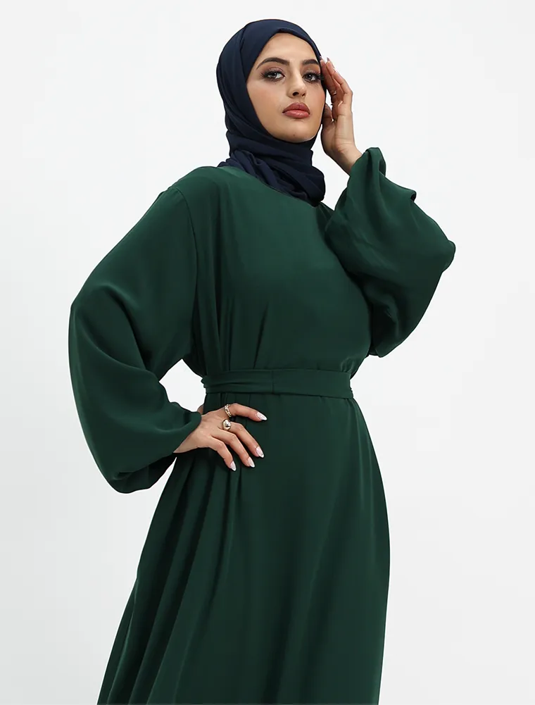 Green Crepe Essential Abaya