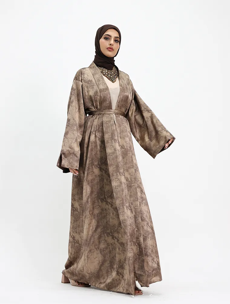 Mocha Hana Satin Kimono