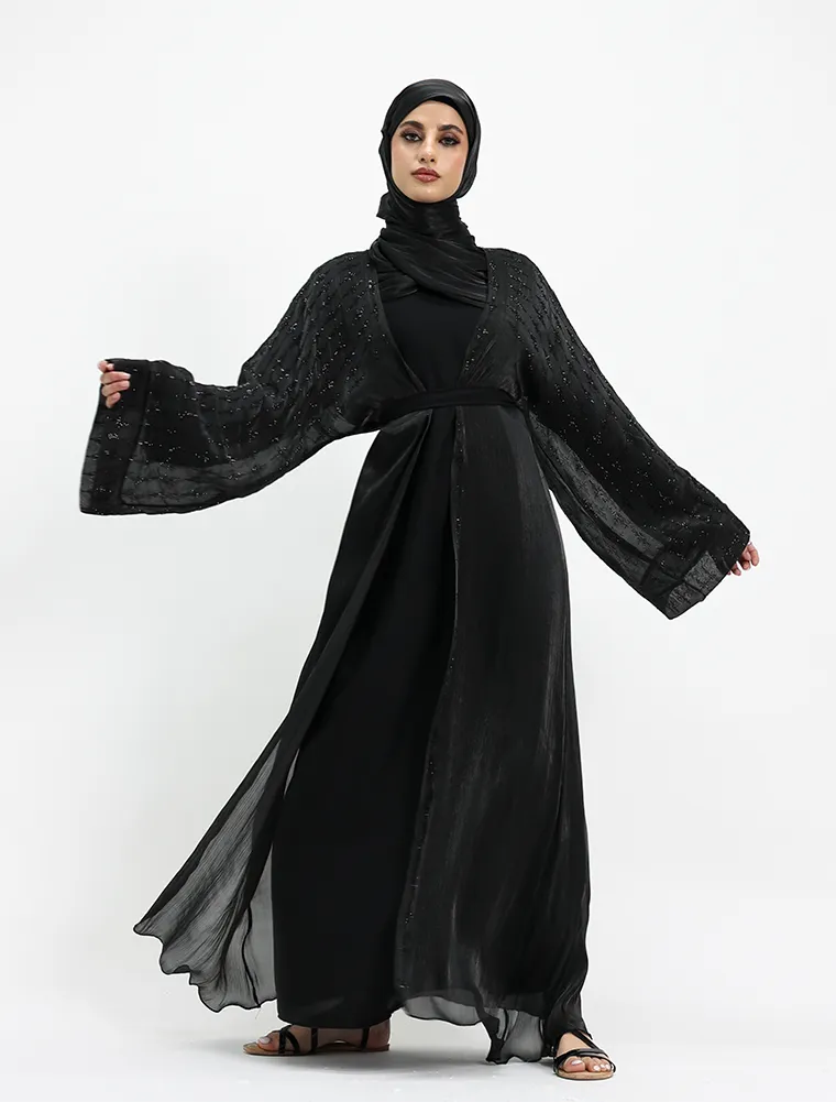 Black Dina Organza Batwing