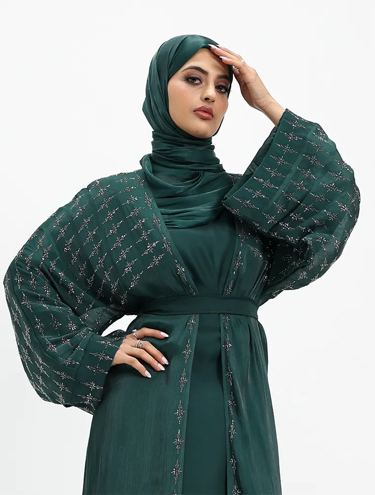 Green Dina Organza Batwing