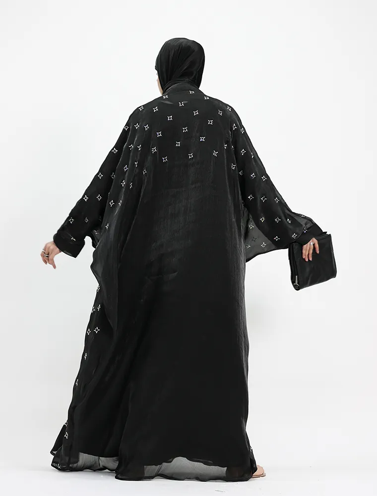 Black Sparkle Organza Kimono Set
