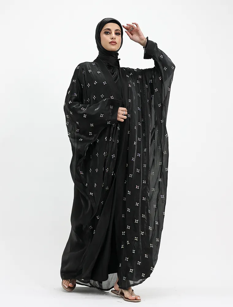Black Sparkle Organza Kimono Set