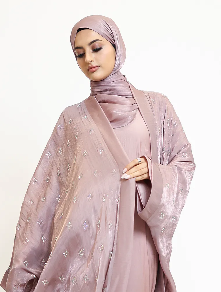 Rose Pink Sparkle Organza Kimono Set