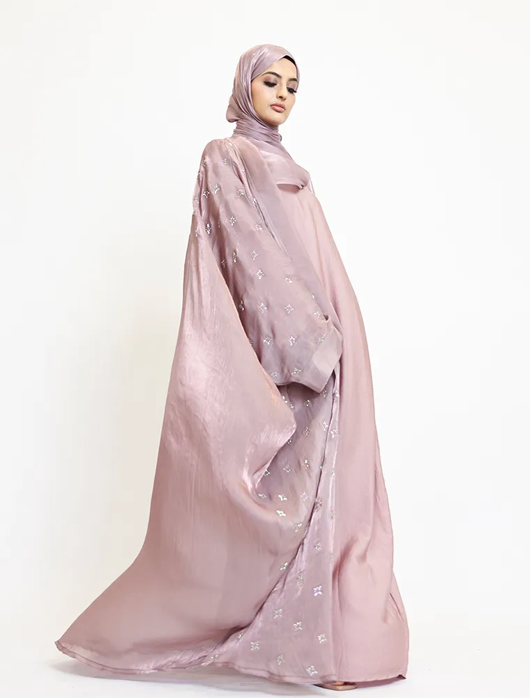 Rose Pink Sparkle Organza Kimono Set