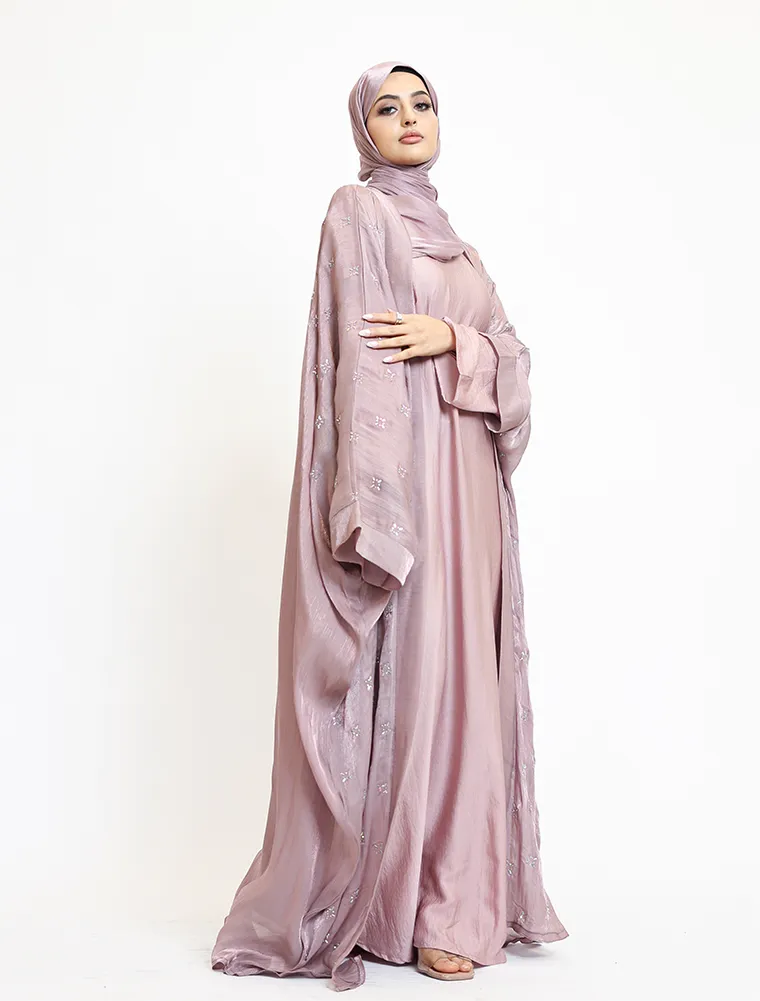 Rose Pink Sparkle Organza Kimono Set