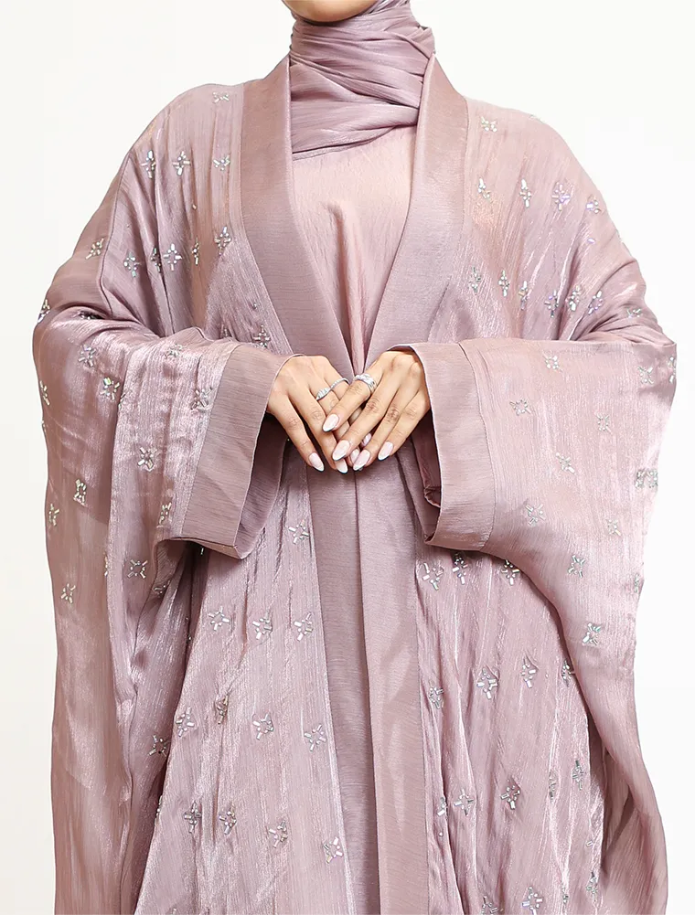 Rose Pink Sparkle Organza Kimono Set