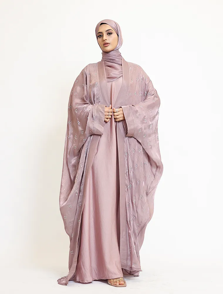 Rose Pink Sparkle Organza Kimono Set