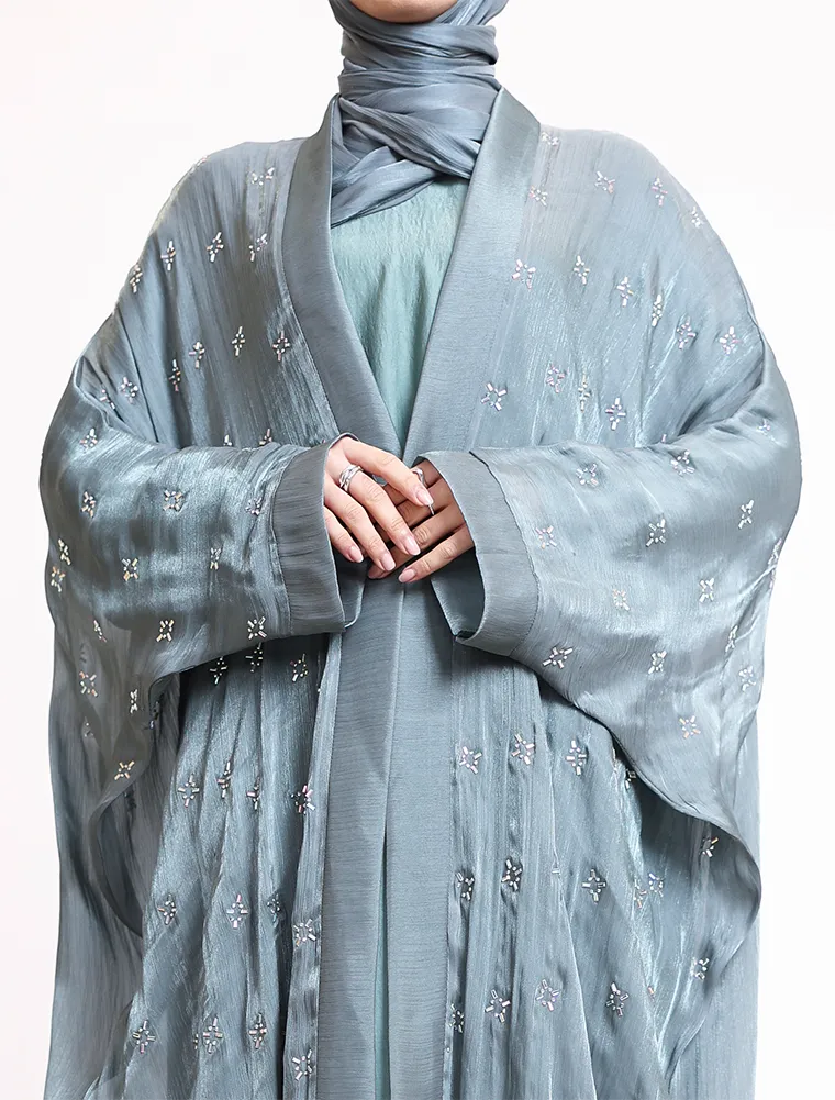 Sage Sparkle Organza Kimono Set