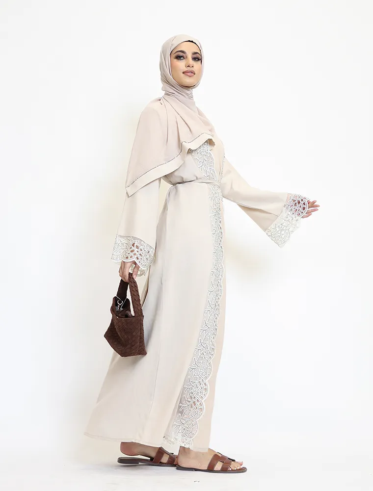 Beige 2 Piece Ruba Abaya