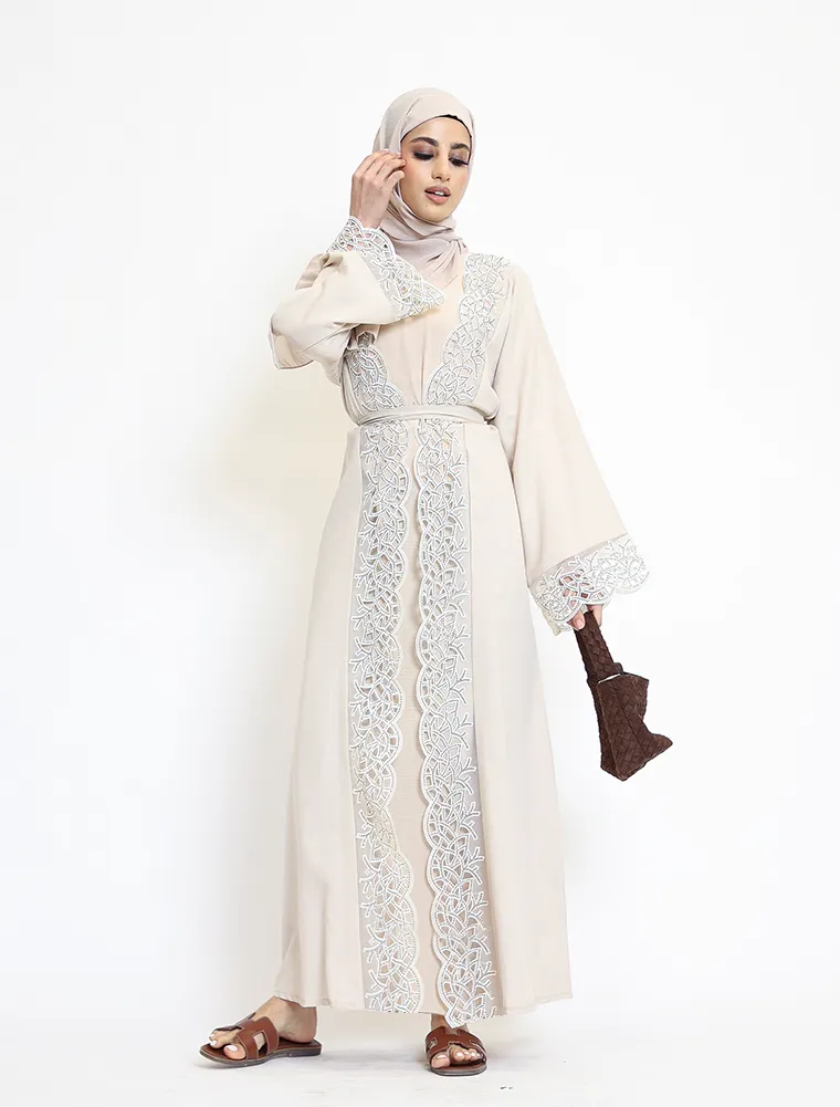 Beige 2 Piece Ruba Abaya