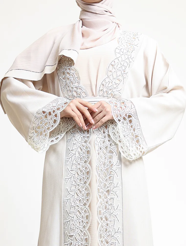 Beige 2 Piece Ruba Abaya