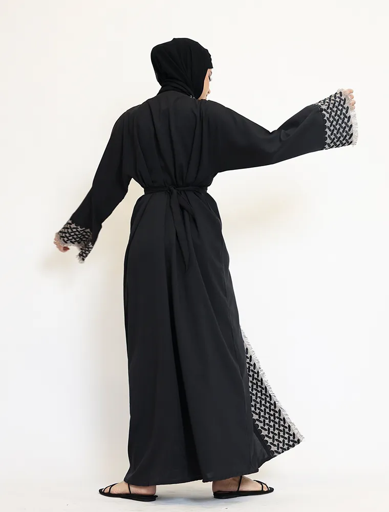Black Open Keffiyeh 2 Piece