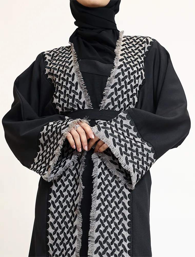 Black Open Keffiyeh 2 Piece