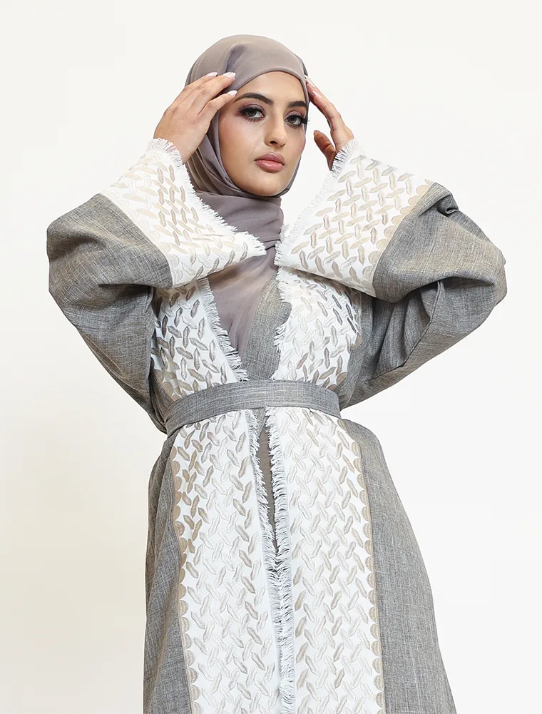 Mocha Open Keffiyeh 2 Piece