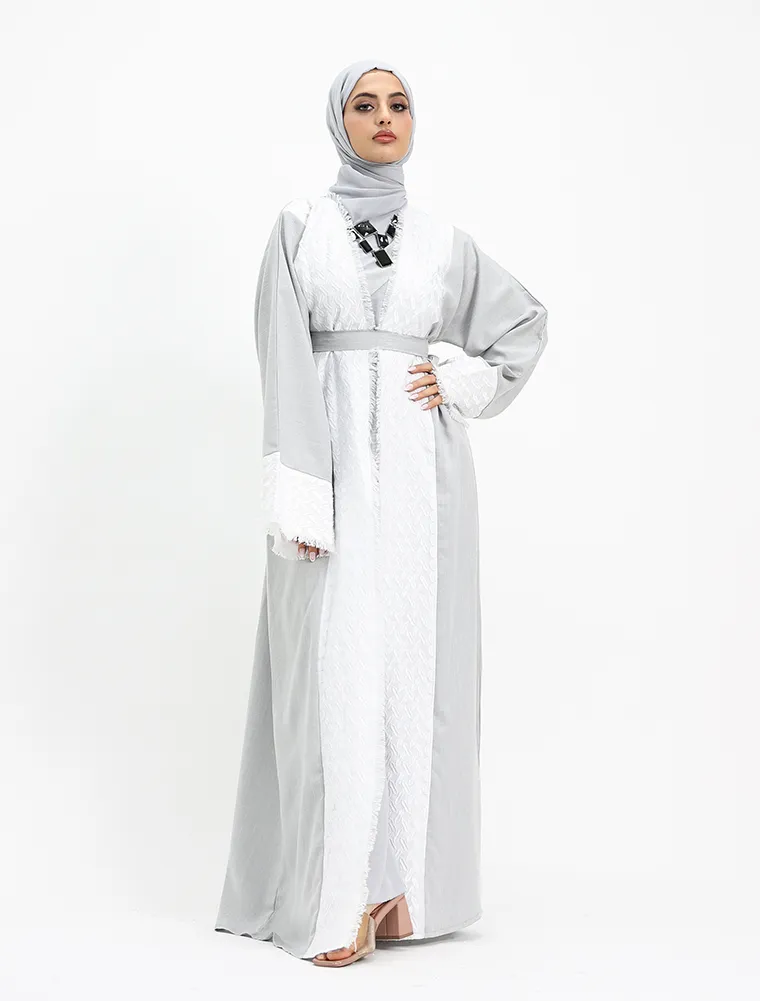 Grey Open Keffiyeh 2 Piece