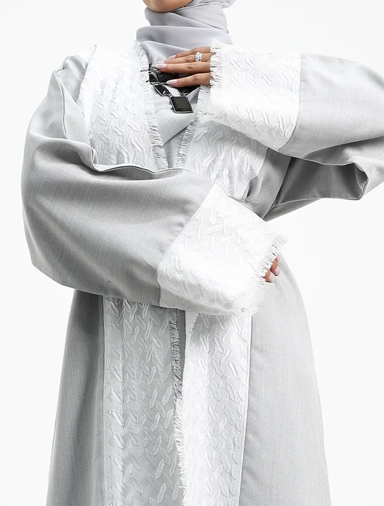 Grey Open Keffiyeh 2 Piece