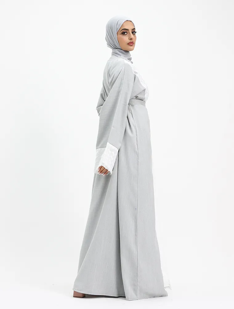 Grey Open Keffiyeh 2 Piece
