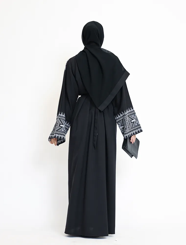 Black 2 Piece Moroccan Embroidery Abaya